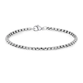 Pulsera de cadena de acero inoxidable en color plata con cierre de mosquetón - 3mm Estilo Tres (Cadena de Caja) / 19cm