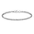 Pulsera de cadena de eslabones minimalista en acero inoxidable plateado con cierre mosquetón - 3mm Estilo Cuatro (Eslabón Cubano) / 19cm