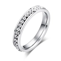 Classic 4mm stainless steel eternity ring with full row of sparkling white zircons - US 5 / Silver