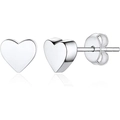 Pendientes de corazón en acero de titanio pulido con cierre de mariposa plata - Pendientes de Corazón / Plateado