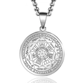 Sigillum Dei Aemeth Hexagramm Engel Siegel Anhänger Kette in poliertem Silberstahl - Silber