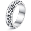 Drehring mit Gänseblümchenmuster in Silberoptik aus hochwertigem Edelstahl gefertigt - Silber - Gänseblümchen Spinner Ring