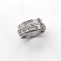 Bague spinner vintage argentée avec motif floral en relief et bande large - Argent-Floral 5