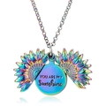 Collier médaillon tournesol arc-en-ciel avec gravure You Are My Sunshine - Coloré