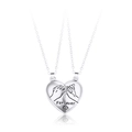 Detail view of silver magnetic heart pendant with pinky swear engraving and Forever text - Silver + Silver
