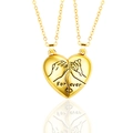 Detail showing magnetic heart pendant with pinky swear illustration and Forever engraving - Gold + Gold