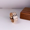 Zweireihiger Ewigkeit-Ring aus Roségold-Titanstahl mit funkelnden Kristallen - Roségold Doppelreihig