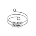 Anillo antiestrés de acero inoxidable plateado con ocho cuentas cuadradas giratorias - Plateado