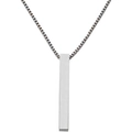 Collar con colgante de barra rectangular de acero inoxidable plateado pulido y cadena box - Plateado