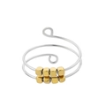 Anillo antiestrés ajustable de acero con doble fila de cuentas magnéticas doradas - Dorado