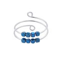 Anillo espiral de acero inoxidable plateado con cuentas magnéticas azules - Azul