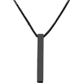 Collar minimalista de acero de titanio negro mate con colgante de pilar vertical - Negro
