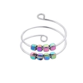 Anillo de doble capa plateado con cubos de hematita coloridos y banda ajustable - Multicolor