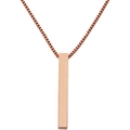Collar con colgante de columna cuadrada en acabado oro rosa y cadena de caja moderna - Rosa oro