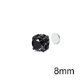 Black 8mm magnetic stud earring with zircon claw setting for non-pierced ears - Black Single (6mm)