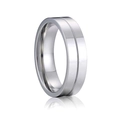 Polished stainless steel wide band ring with central groove design for men - US 6 / Male Style / Silver