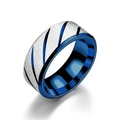 Anillo de moda para hombre en acero con superficie cepillada plata e interior azul - US 6 / Azul