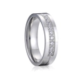 Silver stainless steel wedding ring with eight sparkling zircon stones in a row - US 5 / Female Style / Silver