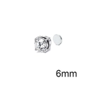 Silberner 6mm Zirkonia Magnetohrring mit Vier-Krallen-Fassung für Ohren ohne Ohrlöcher - Silber Einzeln (6mm)