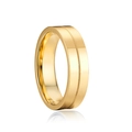 Golden stainless steel couples ring with central groove design and polished finish - US 6 / Male Style / Gold
