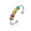 Silver stainless steel spinner ring with five colorful rotating beads for anxiety relief - Style 2 (4951858596793)