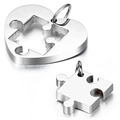 Polished stainless steel heart puzzle pendant set for couples in silver finish - Silver And Silver Pendant Only (Without Chain)