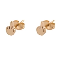 Punk style middle finger gesture stud earrings in gold titanium plated stainless steel - One Pair / Rose Gold
