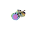 Punk style stainless steel middle finger stud earring with rainbow gradient titanium finish - Single Piece / Colorful