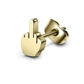 Punk style middle finger gesture stud earrings in polished gold plated stainless steel - Single Piece / Gold