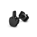 Punk black titanium-plated stainless steel middle finger gesture stud earring - Single Piece / Black