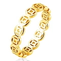 Detail view of 18k gold plated stainless steel ring with Chinese coin pattern - US 5 / Gold