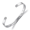 Macro view of engraved 'Remember I Love You Son' on stainless steel cuff bracelet - Son Engraved