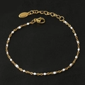 Böhmisches Gold-Edelstahlarmband für Damen mit weißen ovalen Emaille-Akzenten - Weiß