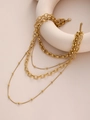 Dettaglio di collane multistrato in acciaio inossidabile placcato oro 18k con chiusura - Stile a 4 Strati Sovrapposti (ZHN2068) / Oro