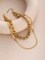Close-up of double-layer gold snake chain necklace with lobster clasp and extender - Gold (ZHN1462)