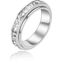 Anillo giratorio antiestrés plateado con circonitas cúbicas cuadradas en pavé - US 5 / Plata-Circoncito
