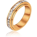 Elegante anillo giratorio de oro rosa con circonitas de corte cuadrado resplandecientes - Oro Rosa-Circoncito