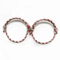 Christmas woven couple rope bracelets in red green white festive colors 2pc set - Red Green White Braided (No Pendant)
