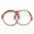 Christmas woven couple bracelets with Santa heart magnets in red green white tones - Christmas Red Green White - Round Magnet (Silver)