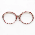 Christmas magnetic heart coupling bracelet with red, green and white braided ropes - Christmas Red Green White - Heart Magnet (Silver)