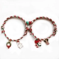 Pulseras navideñas tejidas para parejas con corazón magnético y colgantes - Imán Corazón Rojo Verde Estilo 1
