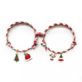 Pulseras navideñas tejidas para pareja con colgante de reno y corazón imantado - Imán Redondo Rojo Verde Estilo 3