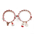 Pulseras magnéticas navideñas para parejas con dijes de Papá Noel y renos - Imán Redondo Rojo Verde Estilo 4
