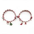 Pulseras navideñas trenzadas para parejas con colgantes y cierre magnético - Imán Redondo Rojo Verde Estilo 6
