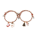 Pulseras trenzadas navideñas con Papá Noel y cierre magnético en forma de corazón - Tapas Finales Plata Imán Corazón Estilo 4