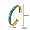 Dettaglio del bracciale smaltato placcato oro 18 carati con motivi a stella e misure - Stile Occhio Stella Radiale Goccia Olio Blu Turchese (ZHG1092 Multicolore 1) / Oro 18K / Colorato