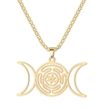 Goldene Edelstahl Triple Moon Hekate Rad Labyrinth Anhänger an einer Box Halskette - Gold