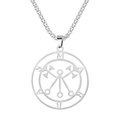Polished stainless steel Marbas seal pendant necklace with box chain for men - Steel