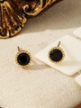 Vintage style gold beaded studs featuring faceted black zircon stones for women - Beaded Edge Black Zirconia Style (ZHE324黑)