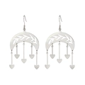 Pendientes de acero inoxidable plateado con diseño de luna y colgantes de corazón - Plateado